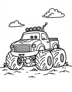 Crtani monster truk sa širokim osmehom