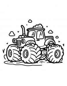 Crtani traktor sa dimom iz auspuha