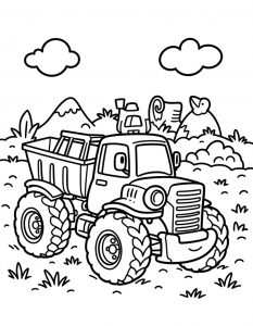 Traktor sa prikolicom i ptice u pozadini
