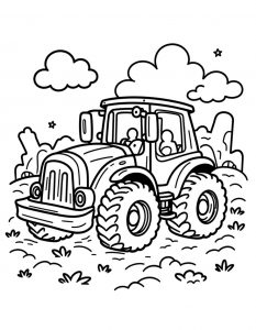 Veliki traktor sa zvezdicama na nebu