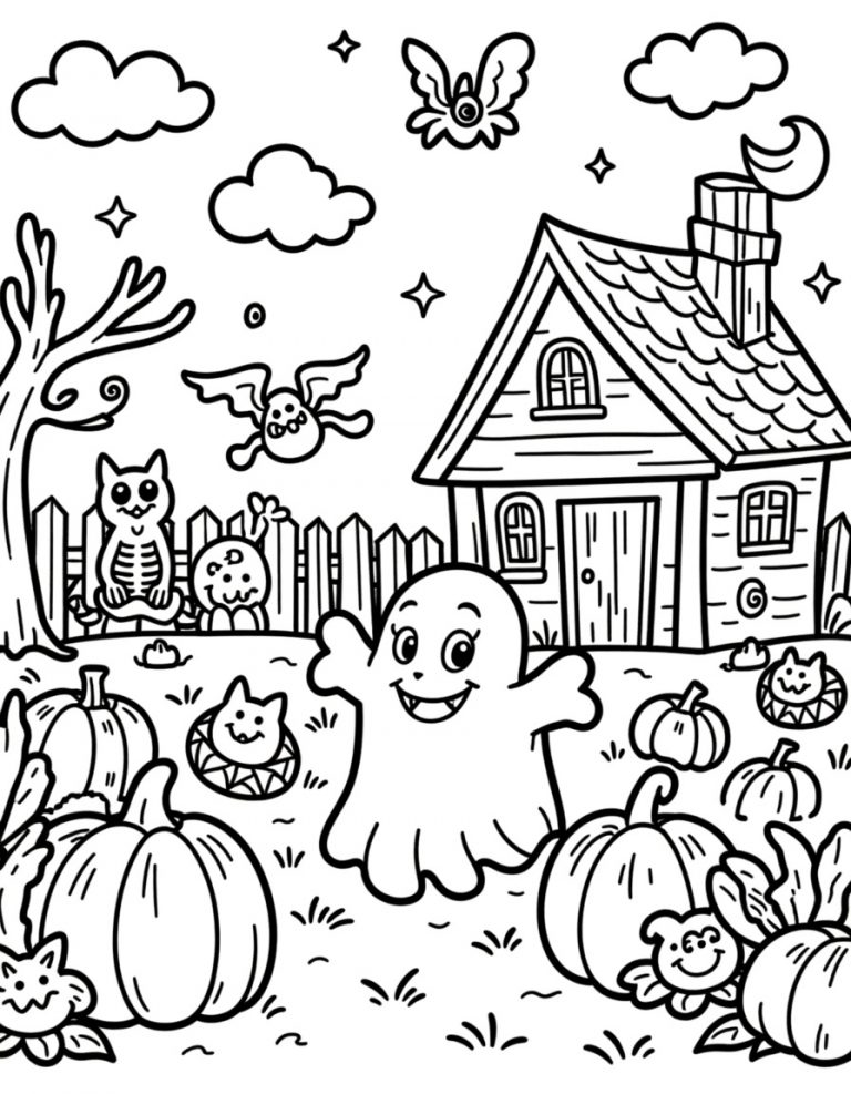 Halloween bojanka duh i bundeve za Noć veštica