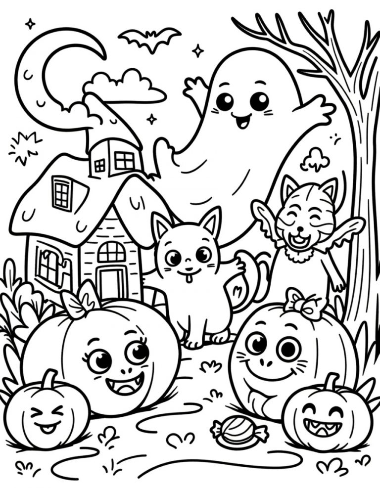 Halloween bojanka duh, mačke i bundeve