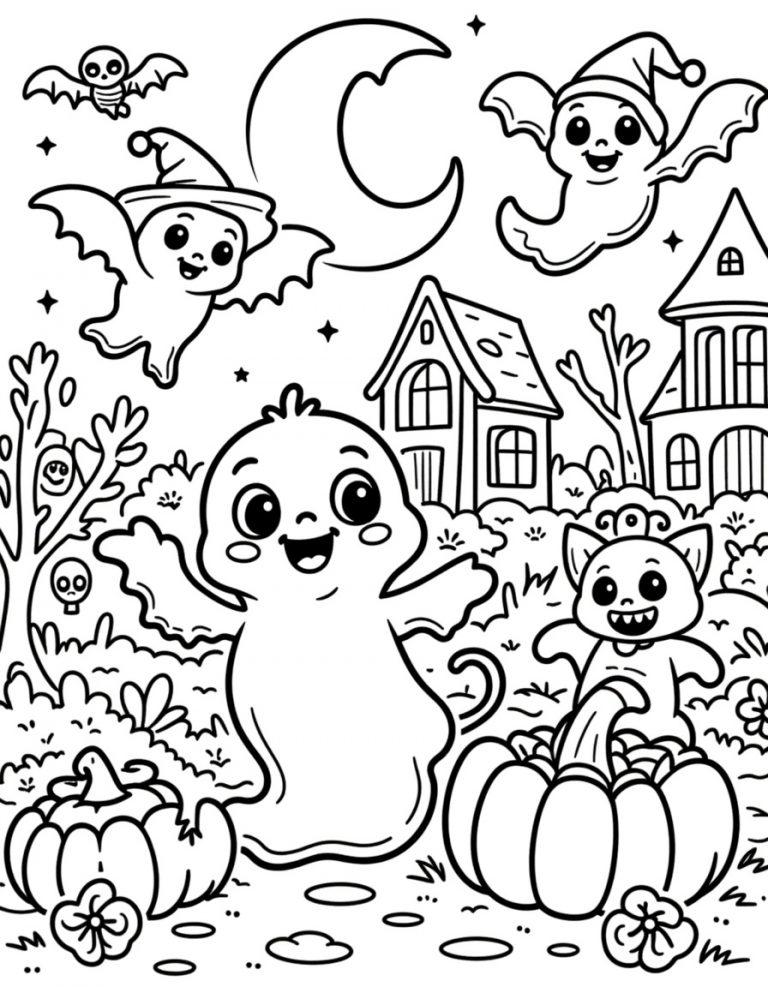 Halloween bojanka duhovi i bundeva pod mesecom