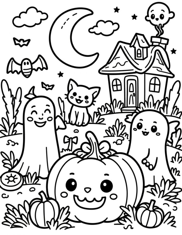 Halloween bojanka dva duha i velika bundeva