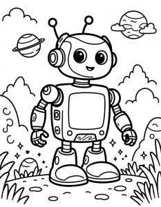Crtani robot sa ekranom na grudima