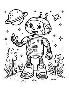 Srećni robot koji pokazuje prstom