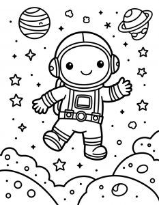 Astronaut koji hoda po Mesecu sa planetama