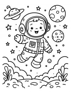 Astronaut koji skače pored NLO-a i Meseca