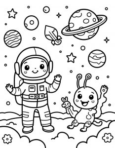 Astronaut sa prijateljem vanzemaljcem