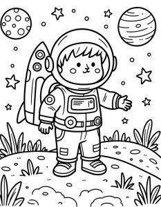 Astronaut sa raketom i rancem za svemir