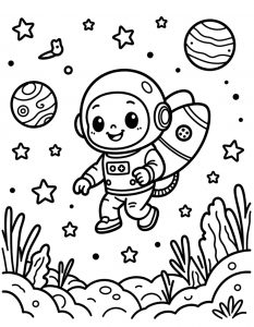 Astronaut sa raketnim rancem i zvezdama