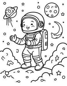 Astronaut sa rancem i NLO-om u pozadini