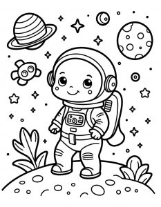 Astronaut sa satelitom i Saturnom