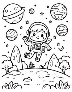 Astronaut koji skače među planetama