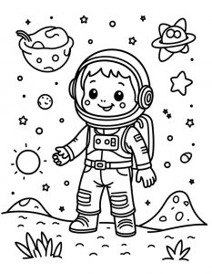 Astronaut sa Suncem i Saturnom sa licem