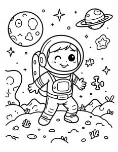 Astronaut koji trepće pored Saturna i Meseca